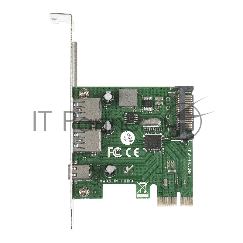 Контроллер ExeGate EXE-323 PCI-E 2.0, 2*USB3.0 ext + 1*Type-C, разъем доп.питания (OEM)