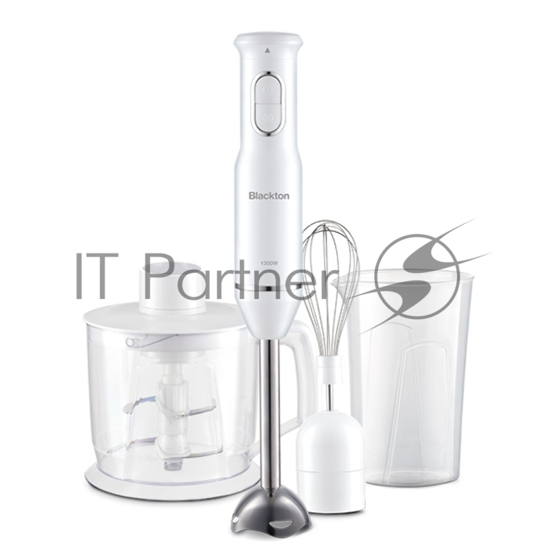 Ручной блендер Blackton Bt HB400S White. Мощность:1300 Вт/3 в 1 блендер+микcер+измельчитель/Из с четырьмя лезвиями/ Насадки из нержавеющей стали/Объем чаши измельчителя 800мл/ Объем мерного стакана 600мл/Параметры электропитания 220-240, 50