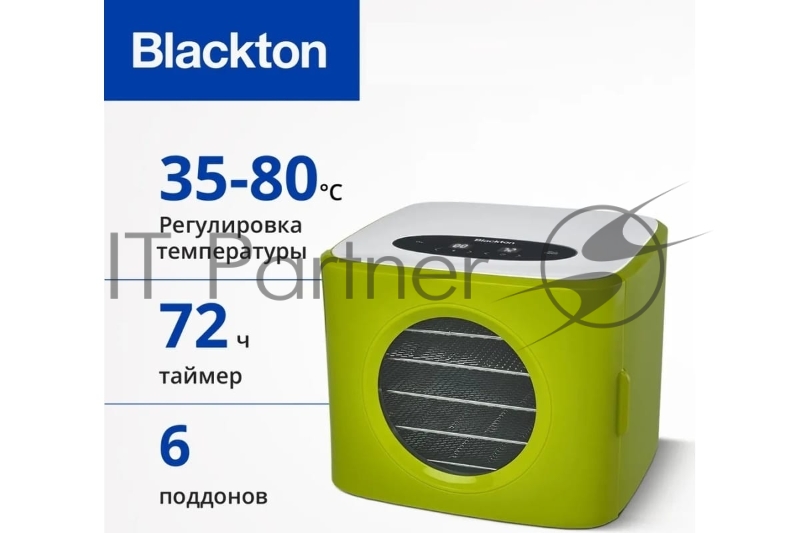 Сушилка для овощей и фруктов Blackton Bt FD1113 зеленый-белый, Мощность 400 Вт, Регулировка температуры 35-80 °С, Таймер 1-72 часа , Сохраняет максимум витаминов и питательных веществ в овощах, фруктах, грибах и травах, Конвективная сушка, LED диспле