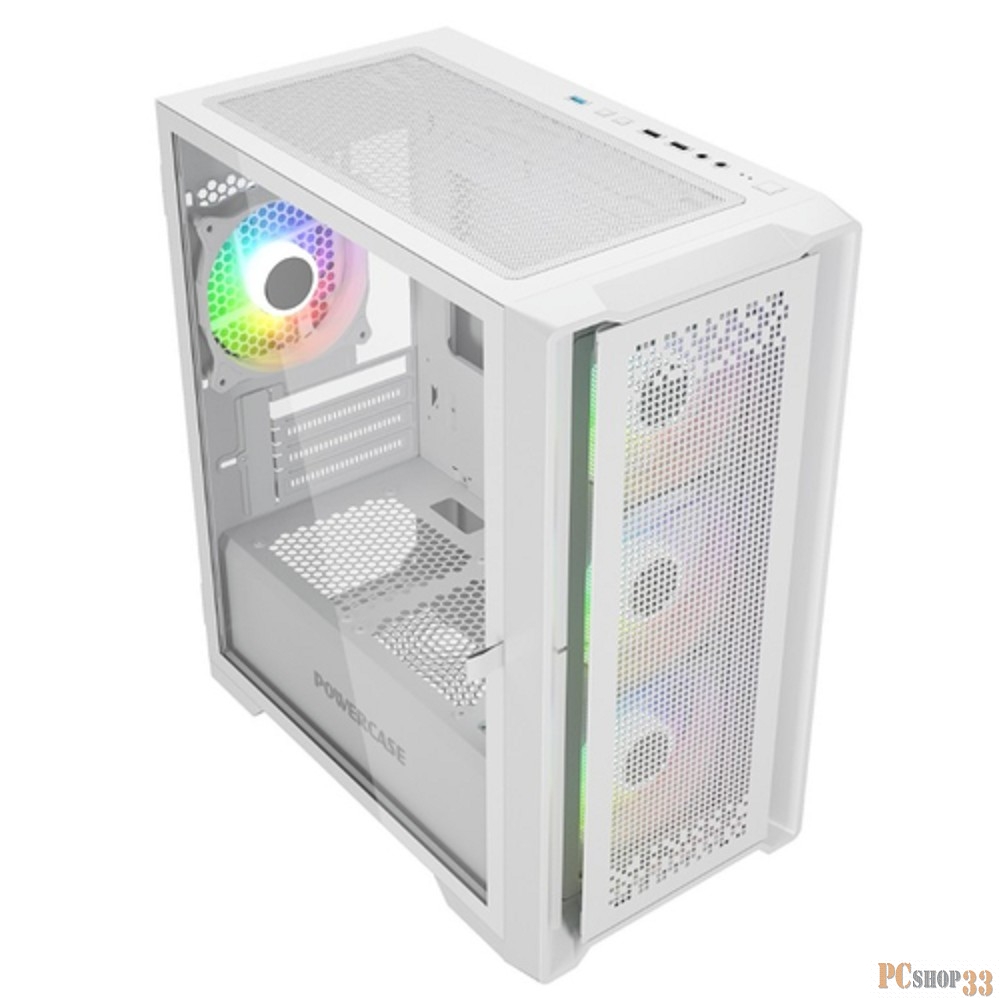 Корпус Powercase ByteFlow Micro White, Tempered Glass, 4х 120mm ARGB fans, ARGB HUB, белый, mATX (CAMBFW-A4)