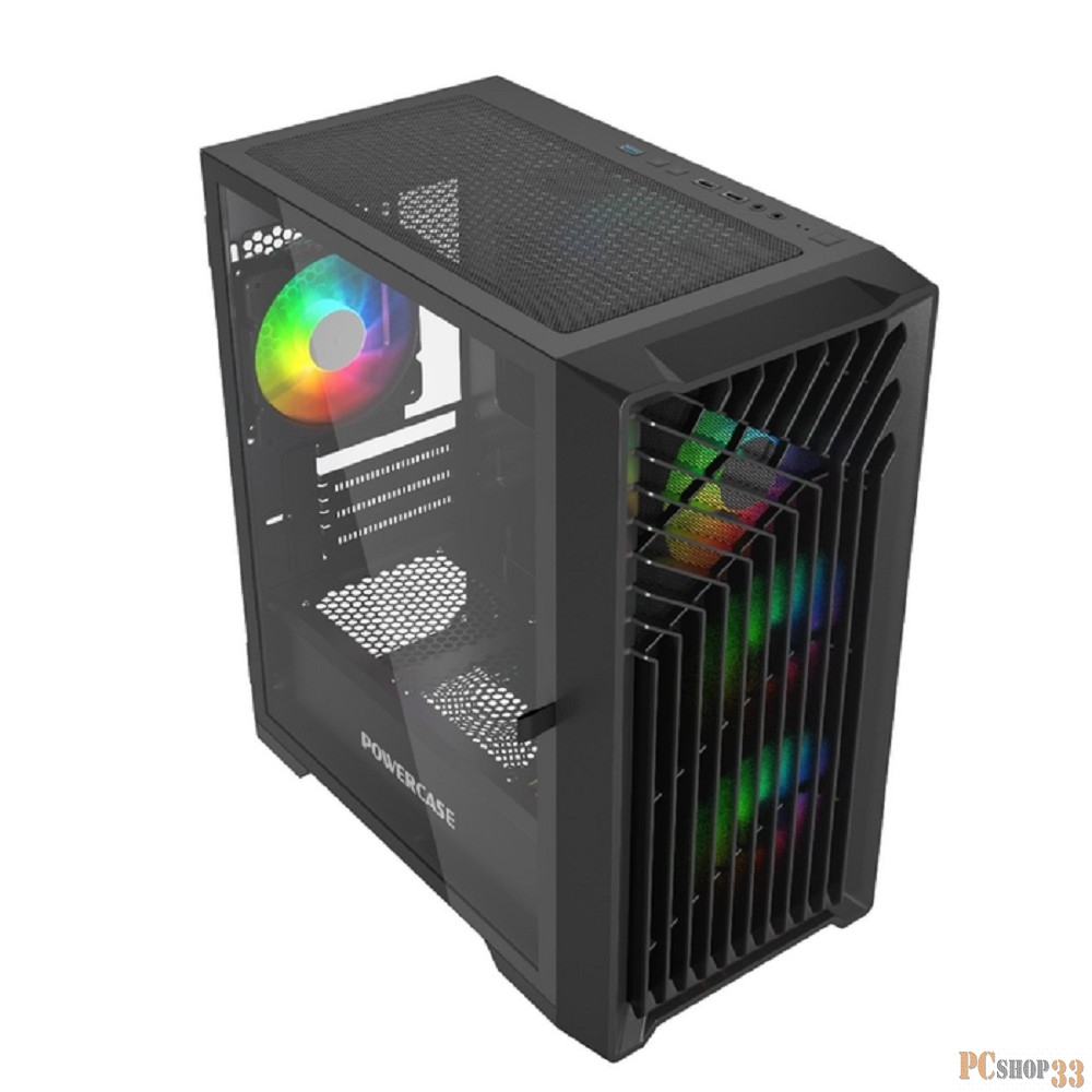 Корпус Powercase Mistral Micro X4B, Tempered Glass, 4х 120mm 5-color fan, чёрный, mATX (CMMXB-L4)