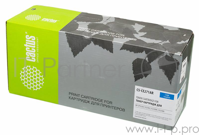 Тонер Картридж Cactus CS-CE271AR голубой для HP LJ Ent CP5525 (15000стр.)