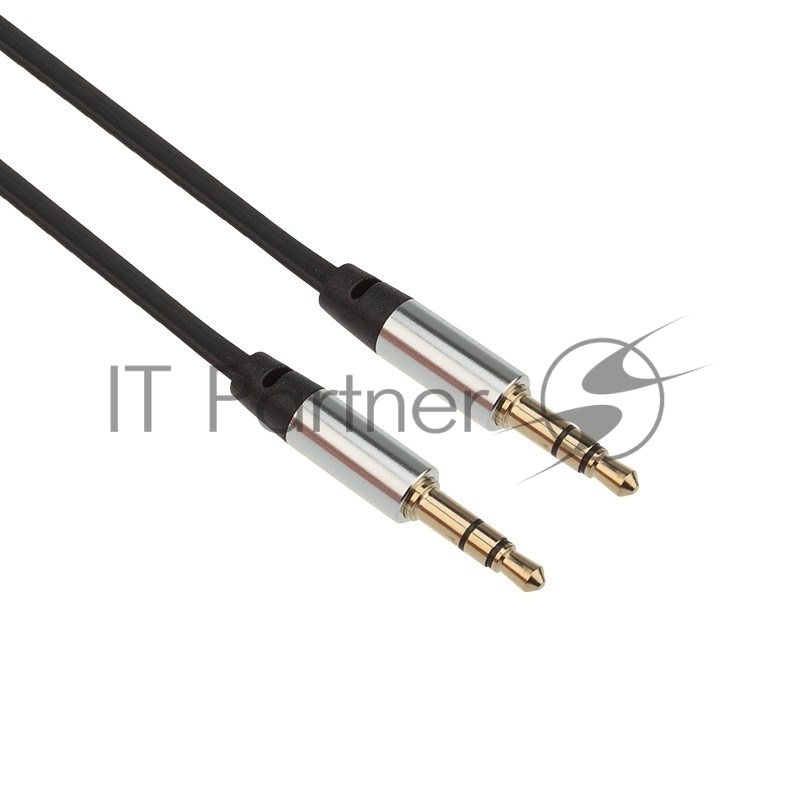 Аудиокабель AUX 3.5 мм шнур плоский 1 м черный