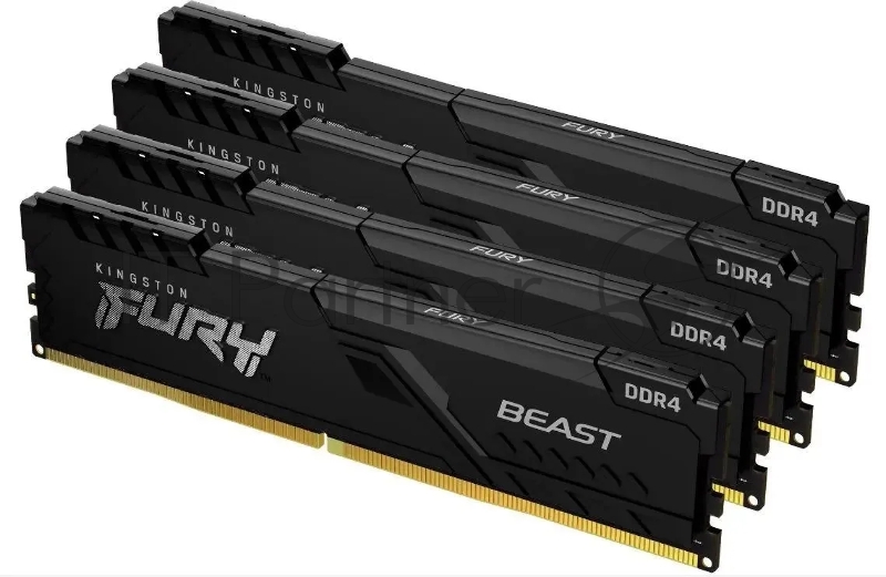 Модуль памяти DDR 4 DIMM 128Gb PC28800, 3600Mhz, KingstonFURY Beast Black CL18 (Kit of 4) (KF436C18BBK4/128) (retail)