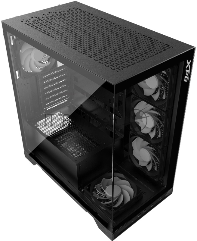 Корпус XPG INVADER X BLACK (INVADERXMT-BKCWW) Mid-Tower Gaming ATX PC Case with Panoramic View, Tempered Glass Panels, and RGB Lighting Black