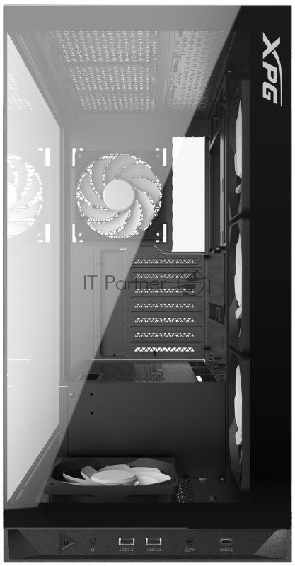 Корпус XPG INVADER X BLACK (INVADERXMT-BKCWW) Mid-Tower Gaming ATX PC Case with Panoramic View, Tempered Glass Panels, and RGB Lighting Black