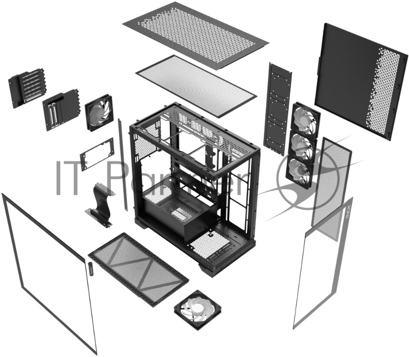 Корпус XPG INVADER X BLACK (INVADERXMT-BKCWW) Mid-Tower Gaming ATX PC Case with Panoramic View, Tempered Glass Panels, and RGB Lighting Black
