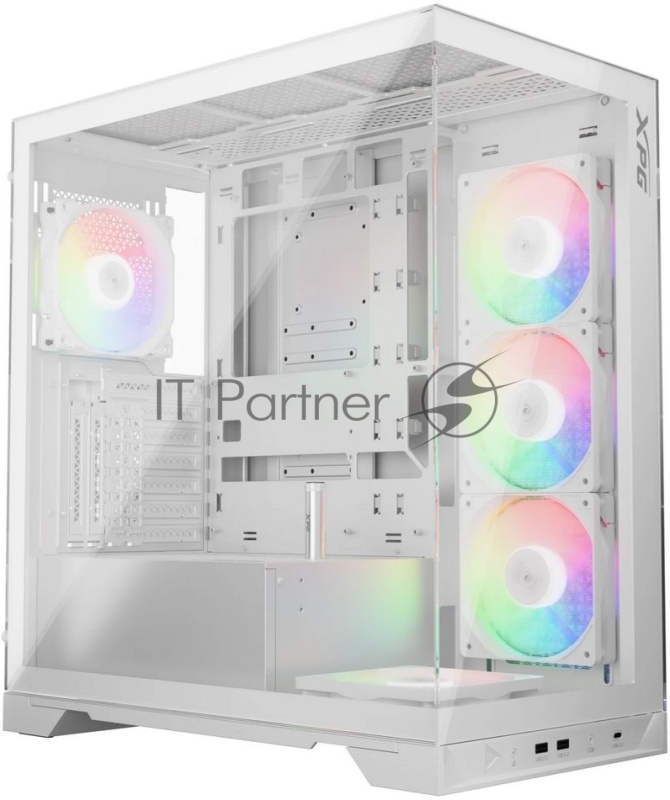 Корпус XPG INVADER X WHITE (INVADERXMT-WHCWW) Mid-Tower Gaming ATX PC Case with Panoramic View, Tempered Glass Panels, and RGB Lighting Black