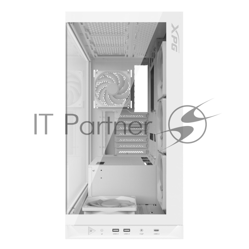 Корпус XPG INVADER X WHITE (INVADERXMT-WHCWW) Mid-Tower Gaming ATX PC Case with Panoramic View, Tempered Glass Panels, and RGB Lighting Black