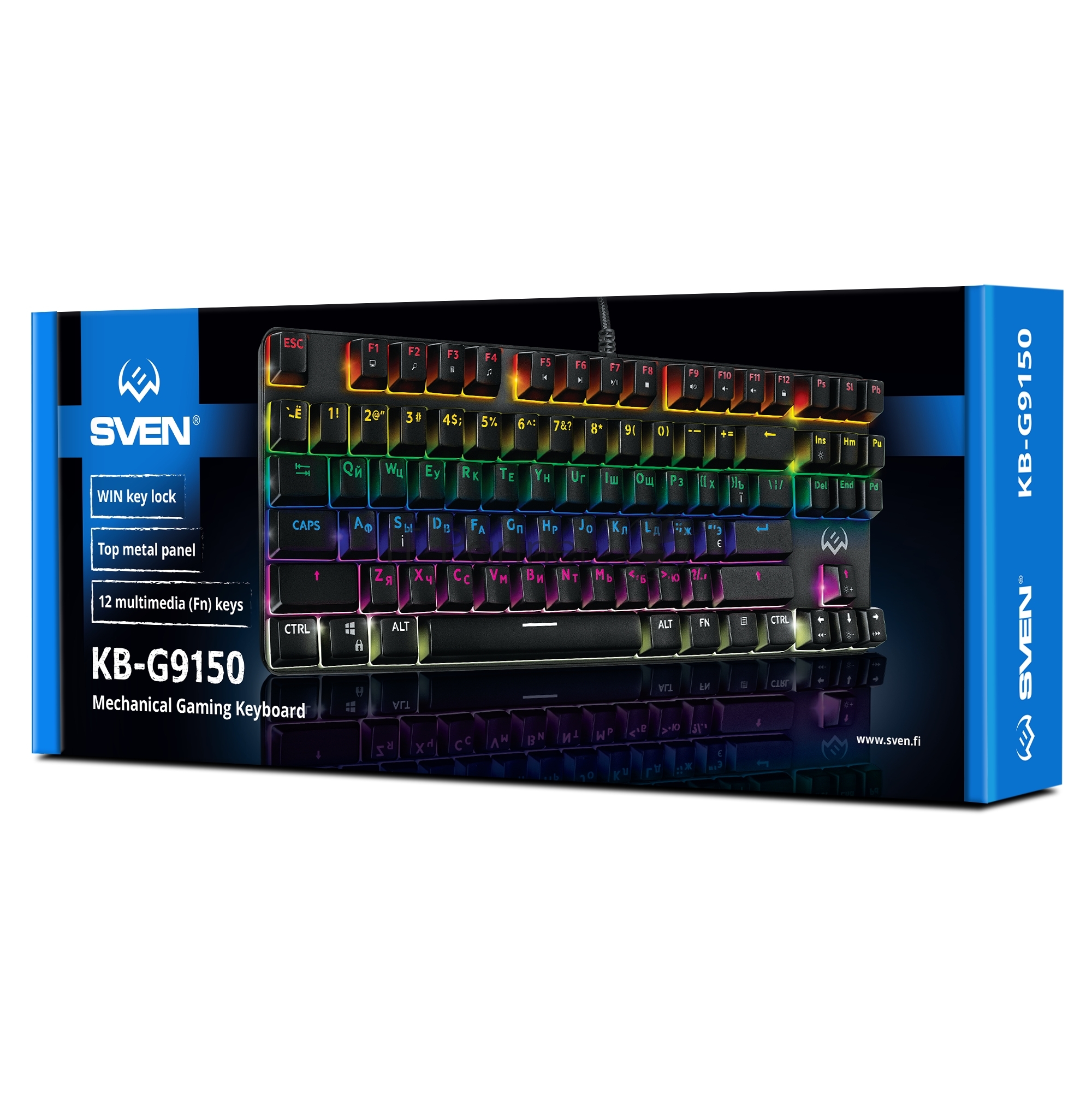 Игровая клавиатура SVEN KB-G9150 (Outemu Blue switches, USB, 87 кл., ПО, RGB-подсветка)