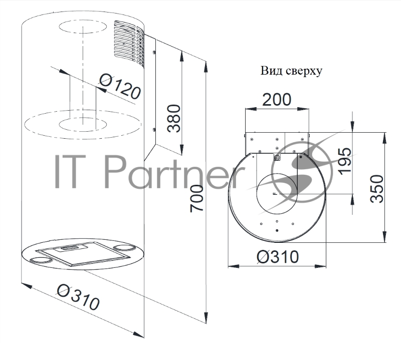 Вытяжка WEISSGAUFF TUBUS 700 PB BL