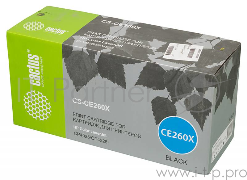 Тонер Картридж Cactus CS-CE260X черный для HP LJ CP4020/CP4525 (17000стр.)