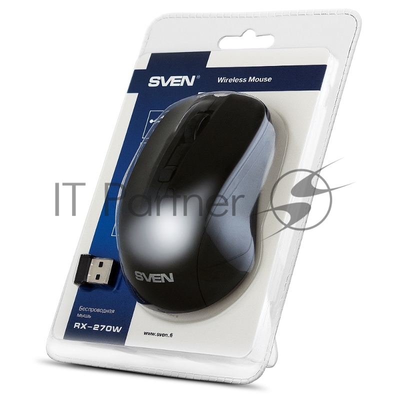 Беспроводная мышь Sven RX-270W чёрная (3+1кл. 800-1600DPI, блист)