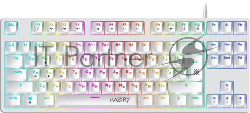 Игровая клавиатура DEFENDER IVORY белая (USB, OUTEMU RED, 87 кн., RGB подсветка, GK-579)