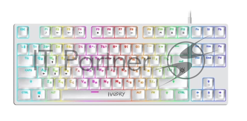 Игровая клавиатура DEFENDER IVORY белая (USB, OUTEMU RED, 87 кн., RGB подсветка, GK-579)