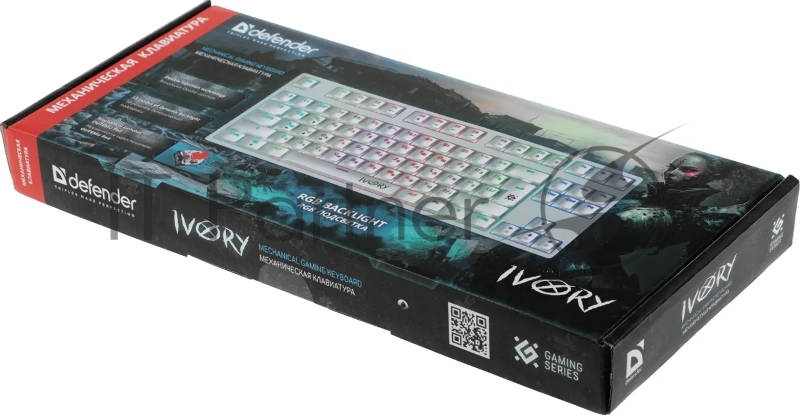 Игровая клавиатура DEFENDER IVORY белая (USB, OUTEMU RED, 87 кн., RGB подсветка, GK-579)