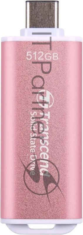 Внешний SSD External SSD Transcend 512Gb ESD300 <TS512GESD300S> (USB3.2 gen 2, Type C, 1050/950Mbs, 3D NAND, 60x20x7.8mm, 9g) розовый