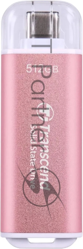 Внешний SSD External SSD Transcend 512Gb ESD300 <TS512GESD300S> (USB3.2 gen 2, Type C, 1050/950Mbs, 3D NAND, 60x20x7.8mm, 9g) розовый