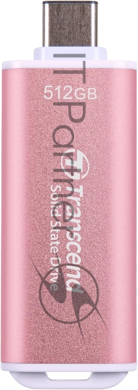 Внешний SSD External SSD Transcend 512Gb ESD300 <TS512GESD300S> (USB3.2 gen 2, Type C, 1050/950Mbs, 3D NAND, 60x20x7.8mm, 9g) розовый