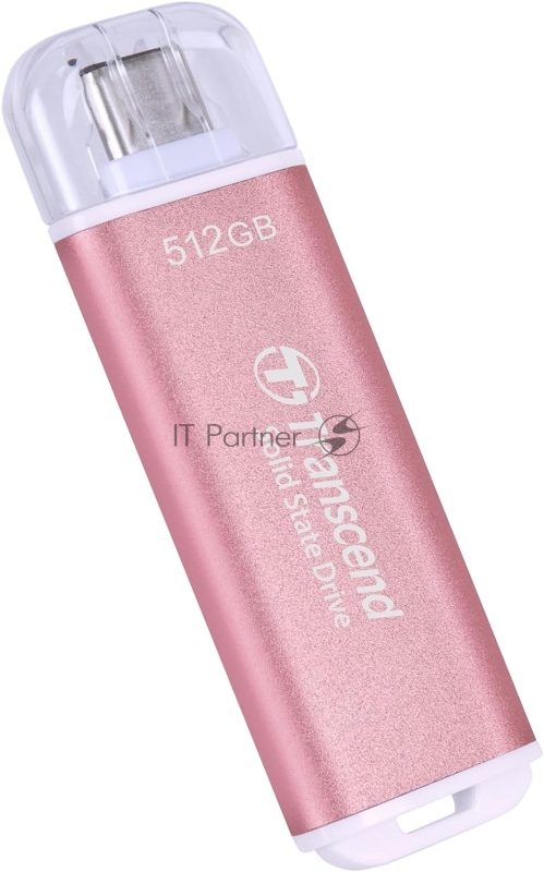 Внешний SSD External SSD Transcend 512Gb ESD300 <TS512GESD300S> (USB3.2 gen 2, Type C, 1050/950Mbs, 3D NAND, 60x20x7.8mm, 9g) розовый