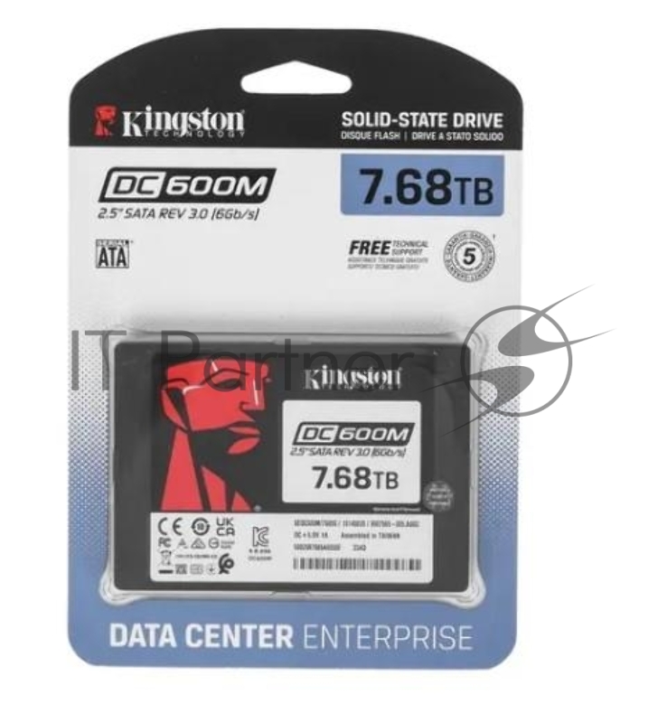 Твердотельный накопитель SSD Kingston 7680GB Enterprise 2.5 SATA 3 R560/W530MB/S DC600M 3D TLC MTBF 2M 94 000/34 000 IOPS 14016TBW