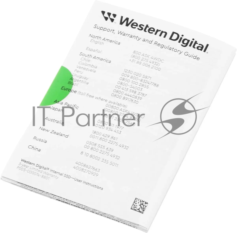 Накопитель Western Digital Green SN350 SSD M.2 2280 NVMe, 500Gb, 2400MBs/1500MBs, TBW 60, WDS500G2G0C, 1 year