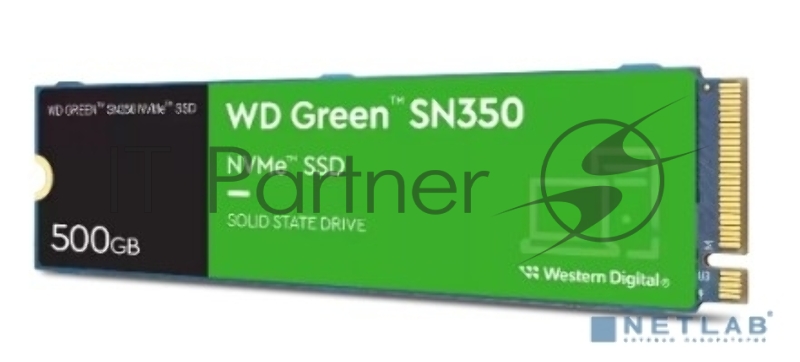 Накопитель Western Digital Green SN350 SSD M.2 2280 NVMe, 500Gb, 2400MBs/1500MBs, TBW 60, WDS500G2G0C, 1 year