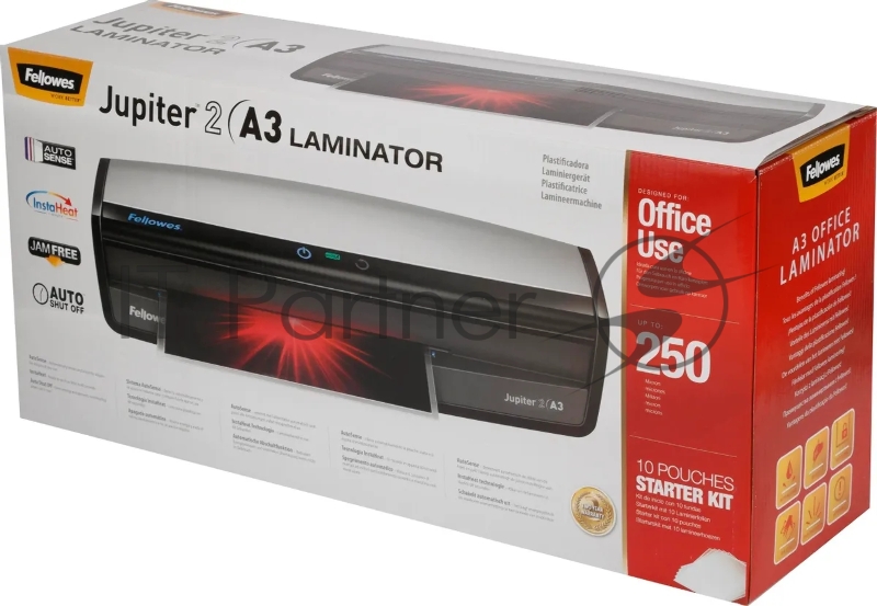 Ламинатор Fellowes Jupiter A3 FS-57484 {75-250 мкм, до 140 см/мин, нагрев 60 сек, AutoSense, APTS, 6 валов}