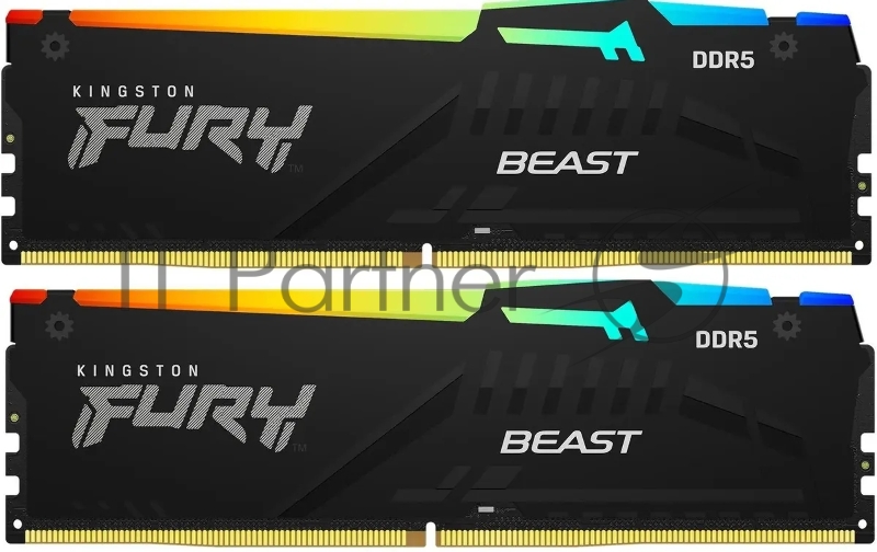 Оперативная память 16GB Kingston DDR5 5600 DIMM FURY Beast RGB XMP Gaming Memory KF556C40BBAK2-16 Non-ECC, CL40, 1.25V, (Kit of 2) 1RX16 40-40-40 288-pin 16Gbit, RTL