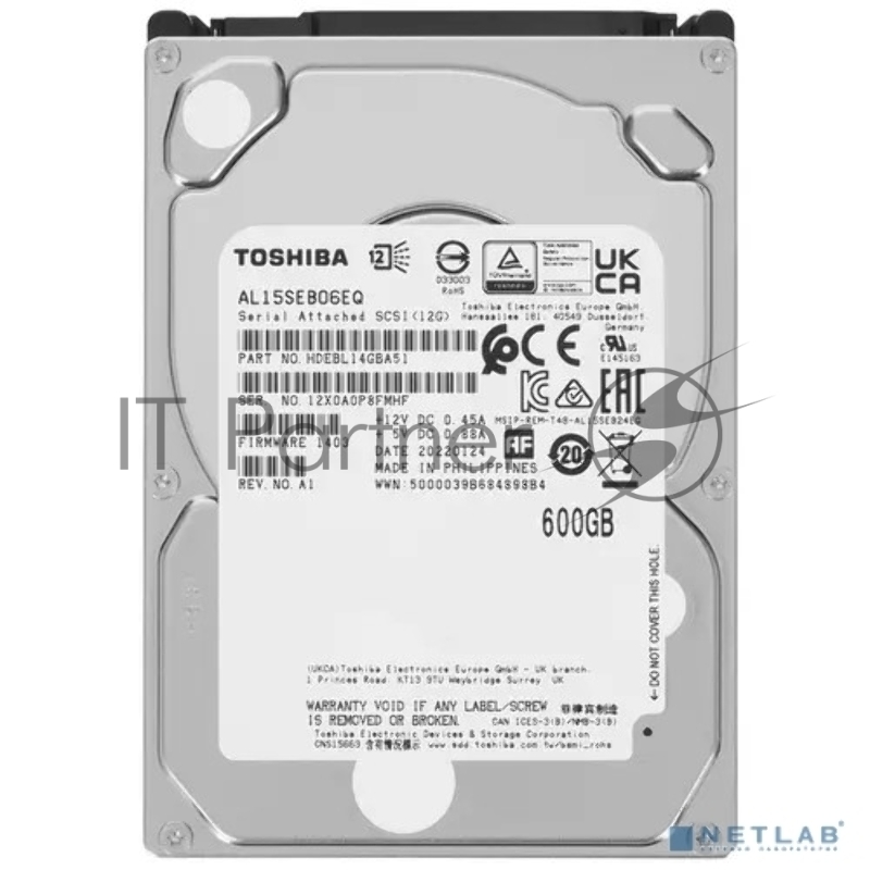 Накопитель Toshiba Enterprise HDD 2.5 SAS 600Gb, 10000rpm, 128MB buffer, 512e