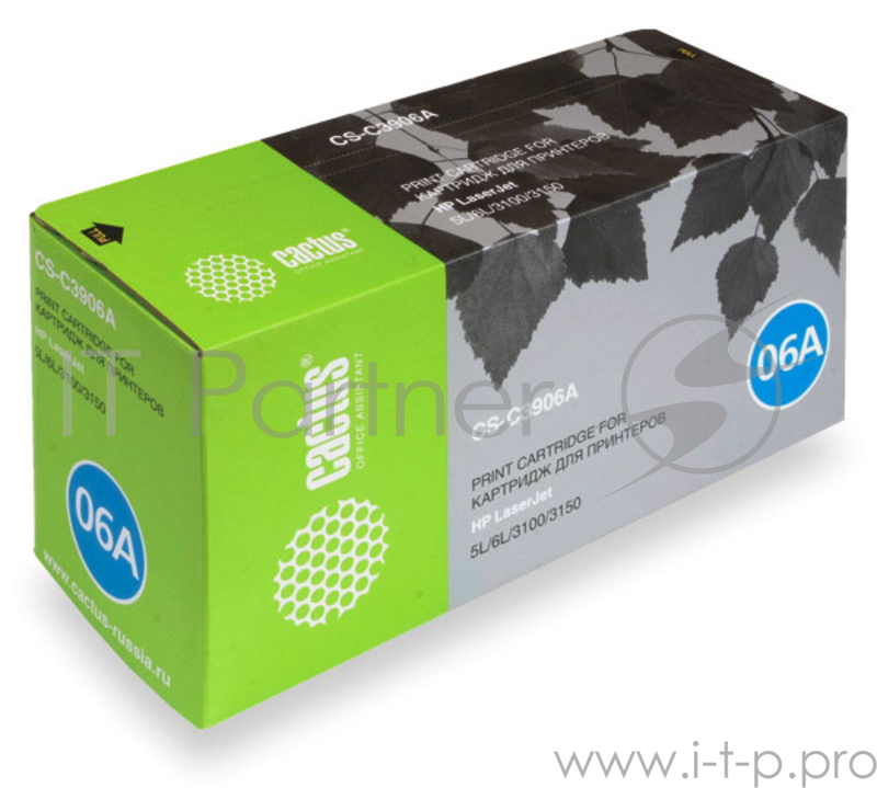 Тонер Картридж Cactus CS-C3906A черный для HP LJ 5L/6L/3100/3150 (2500стр.)