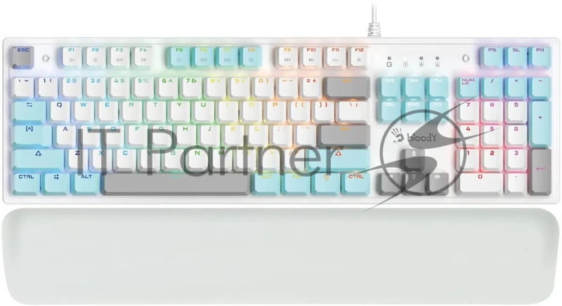 Клавиатура A4Tech Bloody S515R механическая белый USB for gamer LED (подставка для запястий) (S515R ICY WHITE)