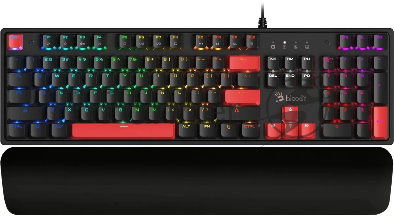 Клавиатура A4Tech Bloody S515R механическая черный USB for gamer LED (подставка для запястий) (S515R FIRE BLACK)