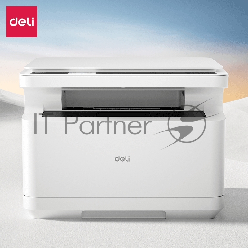 МФУ DELI лазерное монохр. A4,1200x1200dpi, перв.стр.8 сек., печ.25 стр./мин., двуст.12 листов/мин., мес.нагр.рек/макс 500-2500 стр./10000 стр., вх.лот 150л., вых.лот 100л., копир. 25 стр./мин., копир.ID карт, цв. LCD дисплей 2.4, 360 МГц, 128 Мб, USB