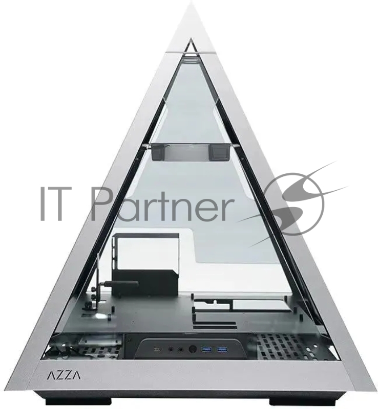 Корпус Azza Pyramid L черный/серебристый без БП ATX 6x120mm 2xUSB3.0 audio bott PSU