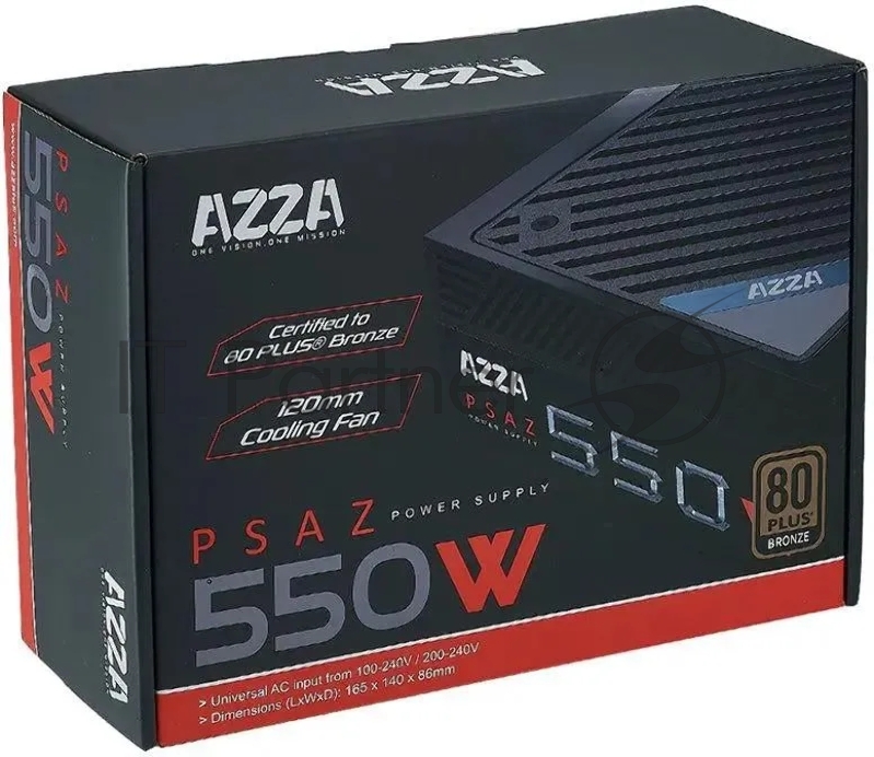 Блок питания Azza ATX 550W PSAZ-550W 80+ bronze (20+4pin) APFC 120mm fan 5xSATA RTL