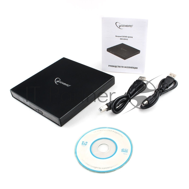 Внешний CD/DVD привод USB 2.0 Gembird DVD-USB-02R, пластик, черный