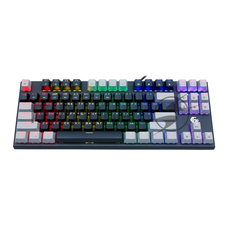 Проводная механическая клавиатура Gembird KB-G600-1, 87кл, Rainbow, коричн.свитчи, 1.8м, черная