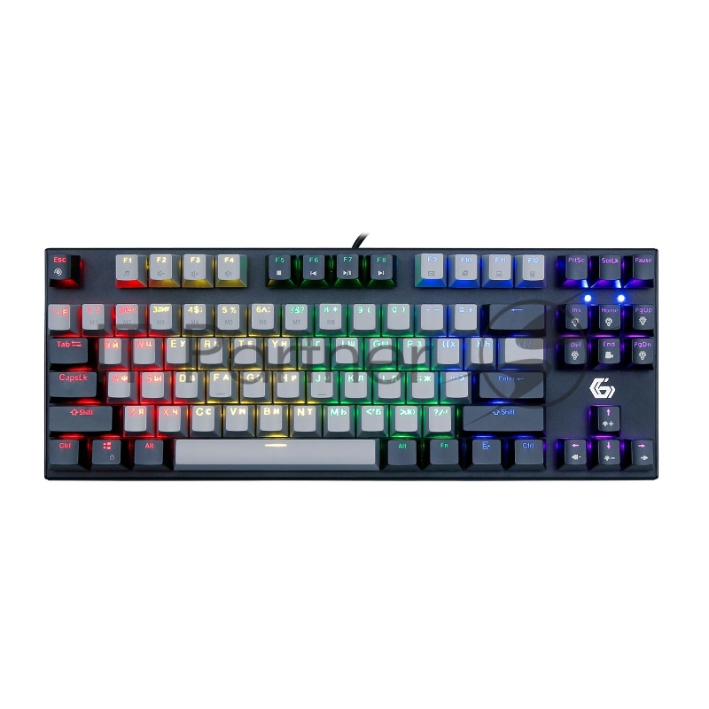 Проводная механическая клавиатура Gembird KB-G600, 87кл, Rainbow, красн.свитчи, 1.8м, черная