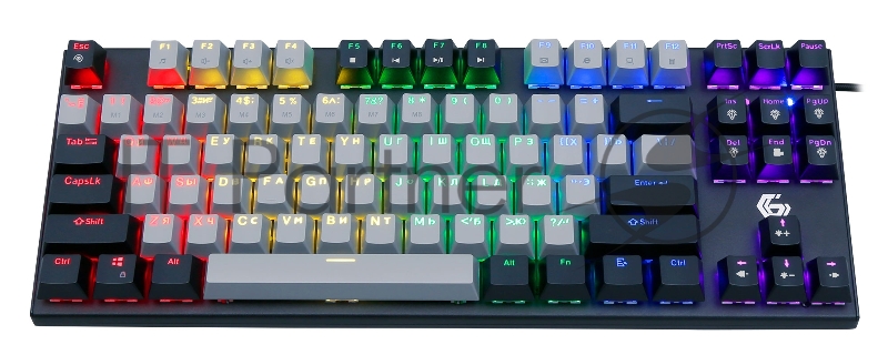 Проводная механическая клавиатура Gembird KB-G600, 87кл, Rainbow, красн.свитчи, 1.8м, черная