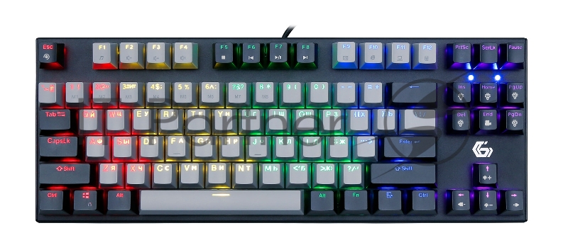 Проводная механическая клавиатура Gembird KB-G600, 87кл, Rainbow, красн.свитчи, 1.8м, черная