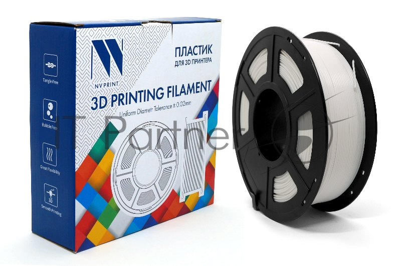 Филамент NVPRINT PLA White для 3D печати диаметр 1.75мм длина 330 метров масса 1 кг