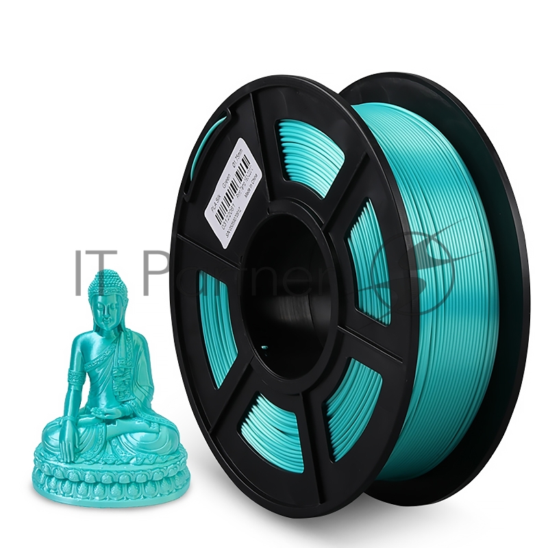 Филамент NVPRINT Silk PLA+ Green для 3D печати диаметр 1.75мм длина 330 метров масса 1 кг