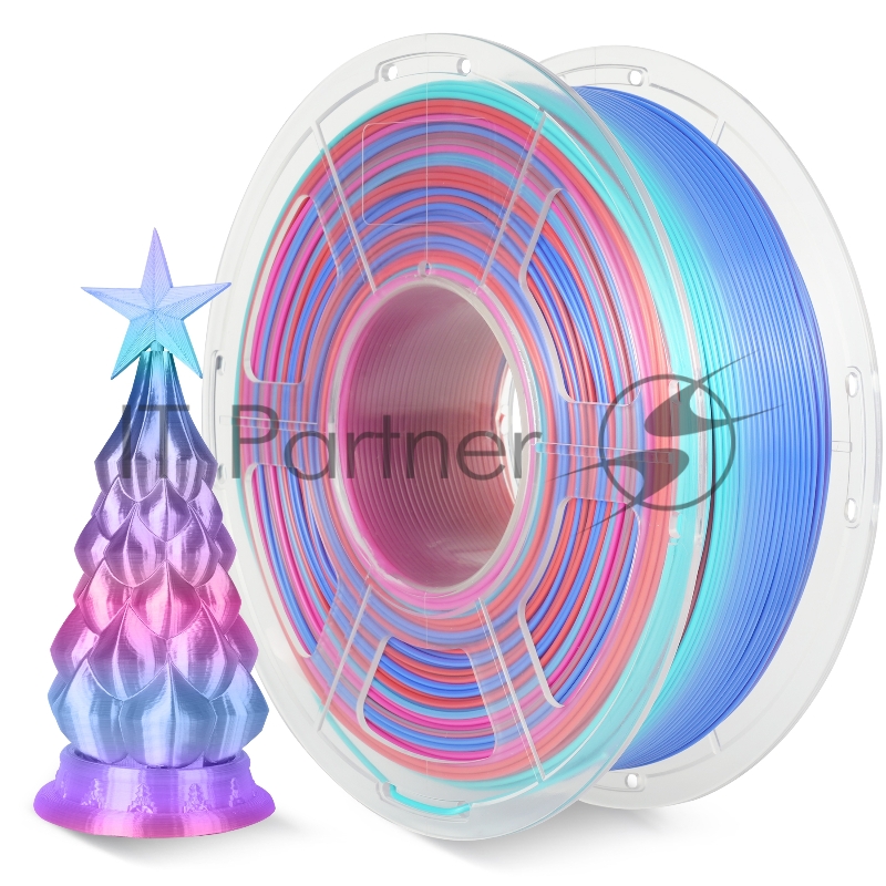 Филамент NVPRINT Silk PLA+ Rainbow 01 для 3D печати диаметр 1.75мм длина 330 метров масса 1 кг