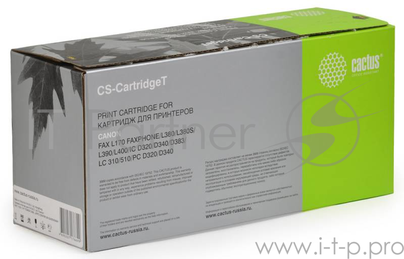 Тонер Картридж Cactus CS-CartridgeT черный для Canon L170/L380/L380S/L390/L400/IC D320/D340/D383/LC