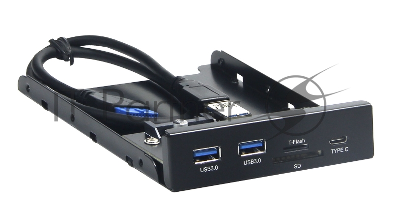 Планка USB 3.0 на переднюю панель 3.5 Gembird, 2 порта USB и порт Type-C, SD+TF, коробка