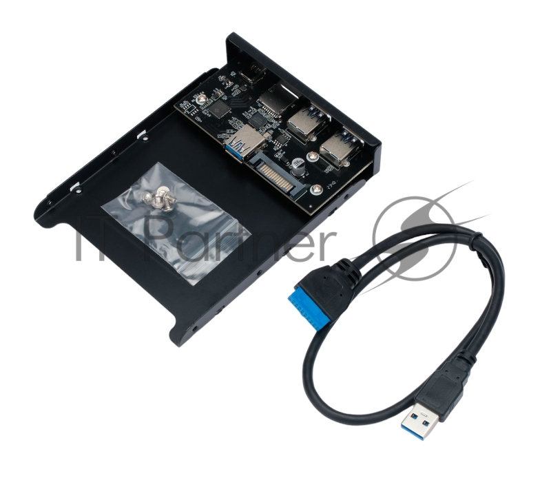 Планка USB 3.0 на переднюю панель 3.5 Gembird, 2 порта USB и порт Type-C, SD+TF, коробка
