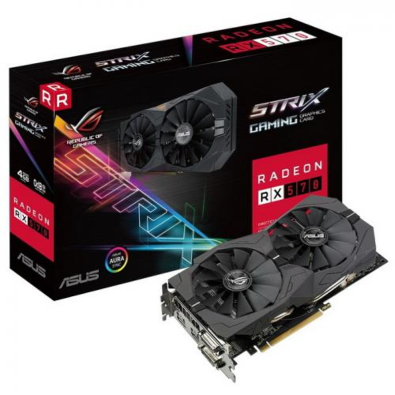 Видеокарта ASUS Radeon RX 570 4ГБ ROG-STRIX-RX570-4G-GAMING (Radeon RX 570, DDR5, 2xDVI, HDMI, DP) (PCI-E)