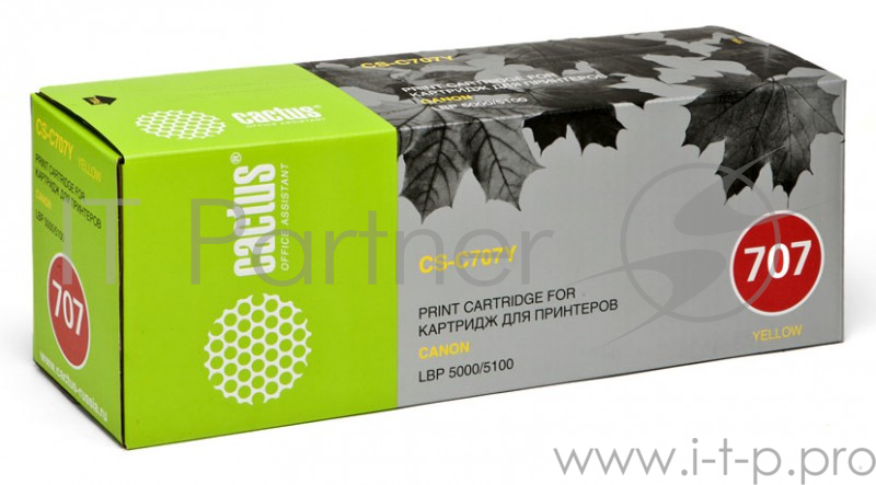 Тонер Картридж Cactus CS-C707Y желтый для Canon LBP i-Sensys 5000/5100 (2000стр.)