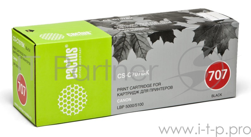 Тонер Картридж Cactus CS-C707BK черный для Canon LBP i-Sensys 5000/5100 (2500стр.)